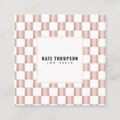 Rose Gold Pink Checkerboard Muster Social Media Quadratische Visitenkarte (Vorderseite)