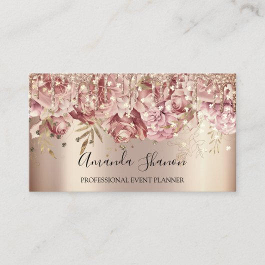 Rose Gold Pink Confetti Tropfen QR CODE Logo Visitenkarte (Vorderseite)