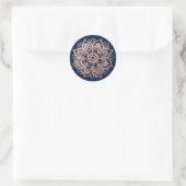 Rose Gold Pink Dark Blue Mandala Blume Runder Aufkleber (Tasche)