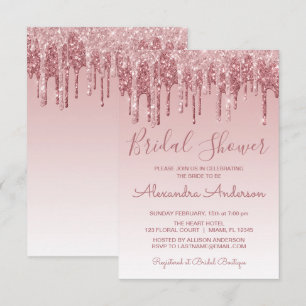 Rose Gold Pink Driving Glitzer Brautparty Einladung