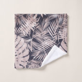 Rose Gold Pink Dunkelrosa Tropenpalmenbaum Blätter Badhandtuch Set (Waschlappen)