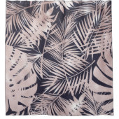 Rose Gold Pink Dunkelrosa Tropenpalmenbaum Blätter Duschvorhang (Vorderseite)