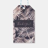 Rose Gold Pink Dunkelrosa Tropenpalmenbaum Blätter Geschenkanhänger (Rückseite)