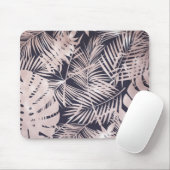 Rose Gold Pink Dunkelrosa Tropenpalmenbaum Blätter Mousepad (Mit Mouse)