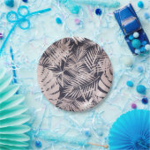 Rose Gold Pink Dunkelrosa Tropenpalmenbaum Blätter Pappteller (Party)