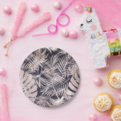 Rose Gold Pink Dunkelrosa Tropenpalmenbaum Blätter Pappteller (Party)