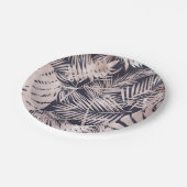 Rose Gold Pink Dunkelrosa Tropenpalmenbaum Blätter Pappteller (Schrägansicht)