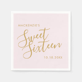 Rose Gold Pink Elegant Sweet 16 Personalisierter N Serviette
