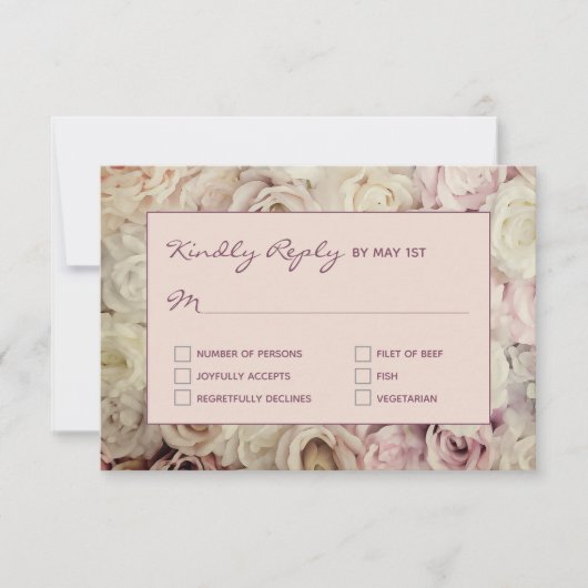 Rose Gold Pink / Fig RSVP Karten Rose Hintergrund (Vorderseite)