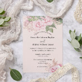 Rose Gold Pink Floral Moderne Schriftart Foto Hoch Einladung