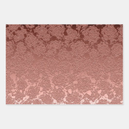 Rose Gold Pink Floral Sukkulentes Muster Metallic Geschenkpapier Set