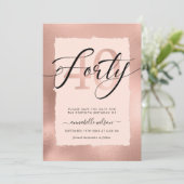 Rose Gold & Pink Foil 40. Geburtstag Save The Date (Stehend Vorderseite)