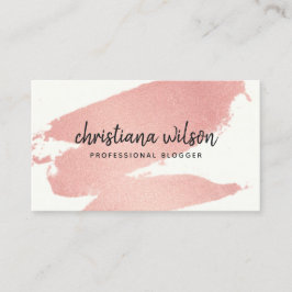 ROSE GOLD PINK FOIL BLACK BRUSH STROKE CALLIGRAPHI VISITENKARTE