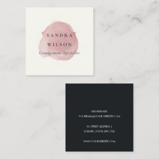 ROSE GOLD PINK FOIL BLACK BRUSH STROKE MODERN QUADRATISCHE VISITENKARTE