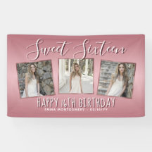 Rose Gold Pink Foil Collage 16. Geburtstag