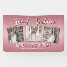 Rose Gold Pink Foil Collage 16. Geburtstag Banner