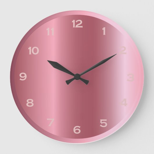 Rose Gold Pink Foil Metallic Look Girly Decor Große Wanduhr (Vorderseite)