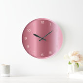 Rose Gold Pink Foil Metallic Look Girly Decor Große Wanduhr (Zuhause)