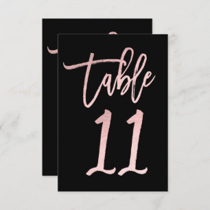 Rose Gold Pink Foil Moderne Script Tischnummer 11