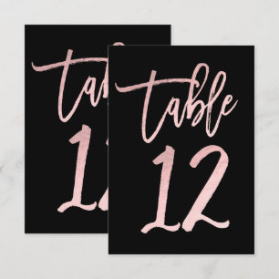 Rose Gold Pink Foil Moderne Script Tischnummer 12