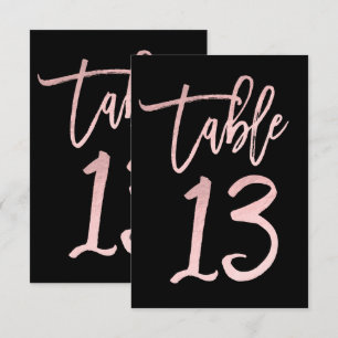 Rose Gold Pink Foil Moderne Script Tischnummer 13