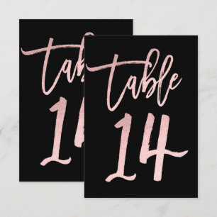 Rose Gold Pink Foil Moderne Script Tischnummer 14