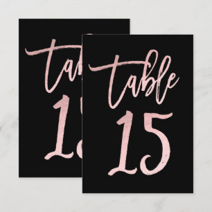 Rose Gold Pink Foil Moderne Script Tischnummer 15