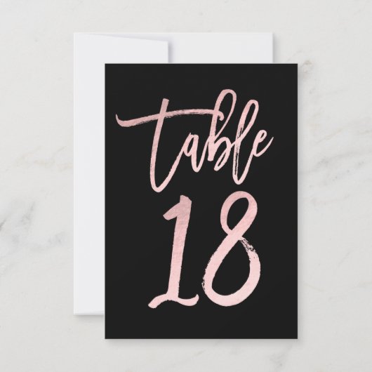 Rose Gold Pink Foil Moderne Script Tischnummer 18 (Rückseite)