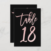 Rose Gold Pink Foil Moderne Script Tischnummer 18 (Vorne/Hinten)