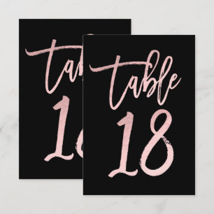 Rose Gold Pink Foil Moderne Script Tischnummer 18