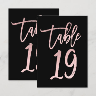 Rose Gold Pink Foil Moderne Script Tischnummer 19