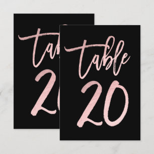 Rose Gold Pink Foil Moderne Script Tischnummer 20