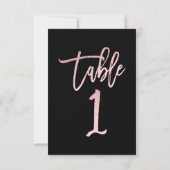 Rose Gold Pink Foil Modernes Script Tischnummer 1 (Rückseite)