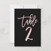 Rose Gold Pink Foil Modernes Script Tischnummer 2 (Rückseite)