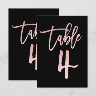 Rose Gold Pink Folie Moderne Schrift Tisch Nummer Einladung