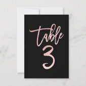 Rose Gold Pink Folie Moderne Schrift Tisch Nummer Einladung (Rückseite)