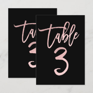 Rose Gold Pink Folie Moderne Schrift Tisch Nummer Einladung