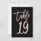 Rose Gold Pink Folie Moderne Schrift Tisch Nummer Einladung (Rückseite)