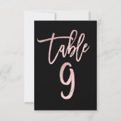 Rose Gold Pink Folie Moderne Schrift Tischnummer 9 (Vorderseite)
