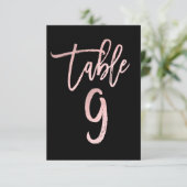 Rose Gold Pink Folie Moderne Schrift Tischnummer 9 (Stehend Vorderseite)