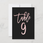 Rose Gold Pink Folie Moderne Schrift Tischnummer 9 (Rückseite)