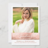 Rose Gold Pink Foto Abschluss Ankündigung (Vorderseite)