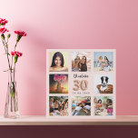 Rose Gold Pink  Foto Collage Künstlicher Leinwanddruck<br><div class="desc">Ein einzigartiges Geschenk für einen 30. Geburtstag, das ihr Leben mit einer Collage von 8 eigenen Fotos, Bildern feiert. Personalisieren und fügen Sie ihren Namen und ein Datum. Eine schicke Rose Gold, rötlich rosa Hintergrund. Der Name ist mit einem modernen handgeschriebenen Stil-Skript geschrieben, Nummer 30 mit einem Schriftart im Ballonstil....</div>