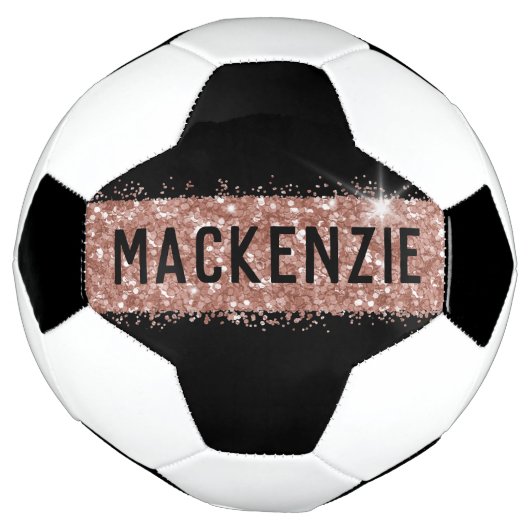 Rose Gold Pink Funkelnd Strip Monogramm Name Fußball (Gedreht)