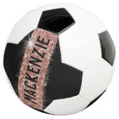Rose Gold Pink Funkelnd Strip Monogramm Name Fußball (Dreiviertel)