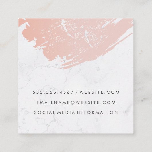 Rose Gold Pink gebürstet | Marmor | Klassisches Mo Quadratische Visitenkarte (Rückseite)