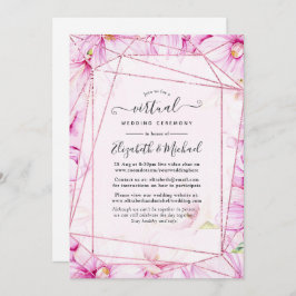 Rose Gold & Pink Geometric Virtual Wedding Einladung