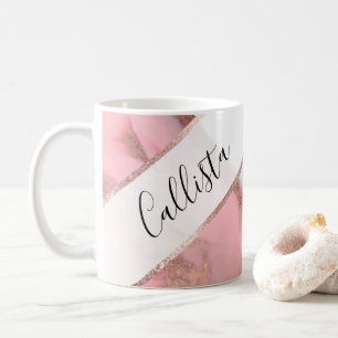 Rose Gold Pink Girly Modern bemalten Marmor Kaffeetasse