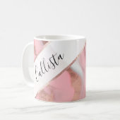 Rose Gold Pink Girly Modern bemalten Marmor Kaffeetasse (Vorderseite Links)