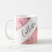Rose Gold Pink Girly Modern bemalten Marmor Kaffeetasse (Links)